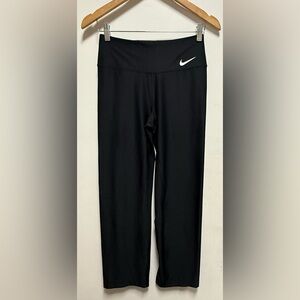 Nike Black Leggings with White Logo Size S